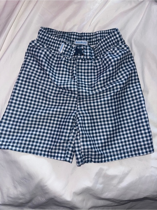 Ruggedbutts Other - RuggedButts Navy & White Gingham Kids Swim Trunks